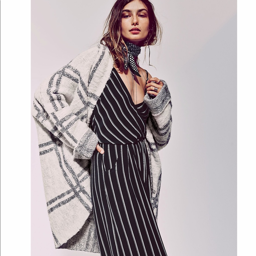 Free People window pane checked jacket